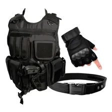 Colete Airsoft - Colete Tatico Preto - Escolta Segurança Kit Foto  mini 1