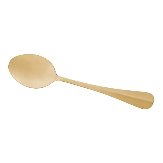 Colher Aco Inox P/servir Grande Dourada 26cm Foto 1