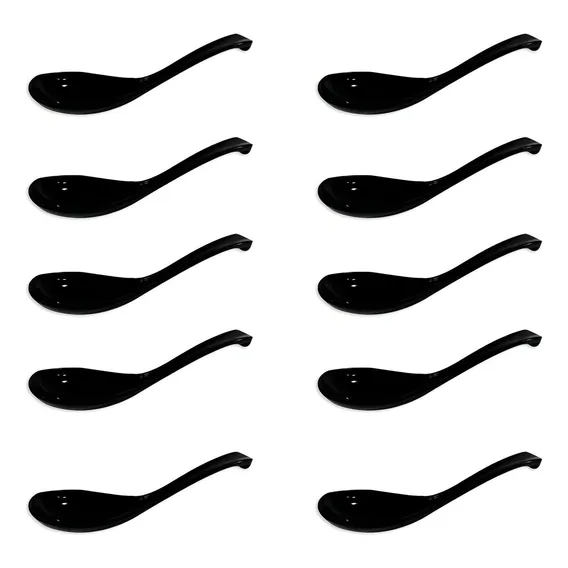 Colher De Sopa Em Melamina/plástico 17 Cm Preta 10 Unidades Foto 1