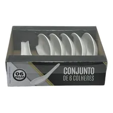 Colher Finger Food Porcelana Lyor Branca - Kit 6 Unidades Cabo Conjunto 6 Finger Food Foto  mini 1