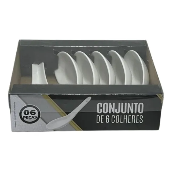 Colher Finger Food Porcelana Lyor Branca - Kit 6 Unidades Cabo Conjunto 6 Finger Food Foto 1
