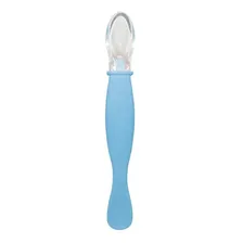 Colher Infantil Silicone Clingo Ponta Dupla - 1 Unidade Cor Azul Foto mini 2
