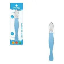 Colher Infantil Silicone Clingo Ponta Dupla - 1 Unidade Cor Azul Foto mini 1