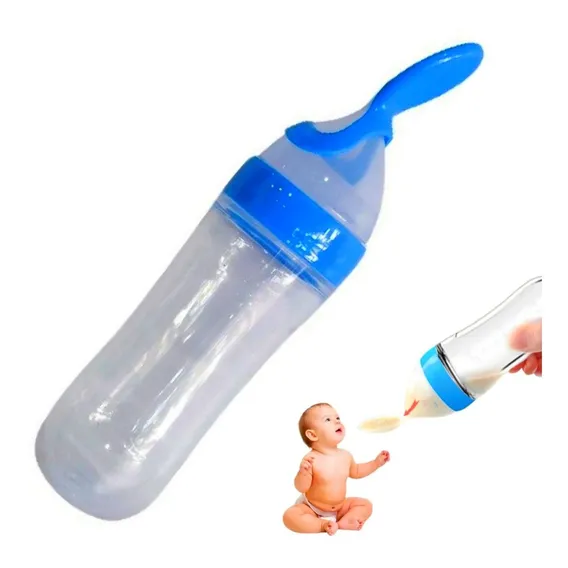 Colher Mamadeira Dosadora Papinha BebĂȘ Introdução Alimentar Cor Azul Foto 1