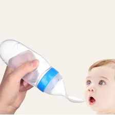 Colher Mamadeira Infantil Com Dosador De Silicone Para Bebê Cor Azul Foto mini  2