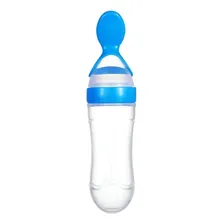 Colher Mamadeira Infantil Com Dosador De Silicone Para Bebê Cor Azul Foto  mini 1
