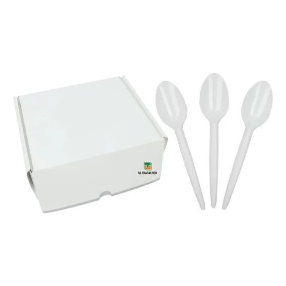 Colher Para Refeição Descartável Branca 16cm Ultratalher Cor do cabo Branco Foto 1