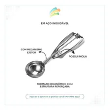Colher Para Sorvete Brigadeiro Doces Inox Com Ejetor Foto mini  3