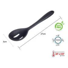 Colher Perfurada Silicone 27cm Preto Foto mini 2
