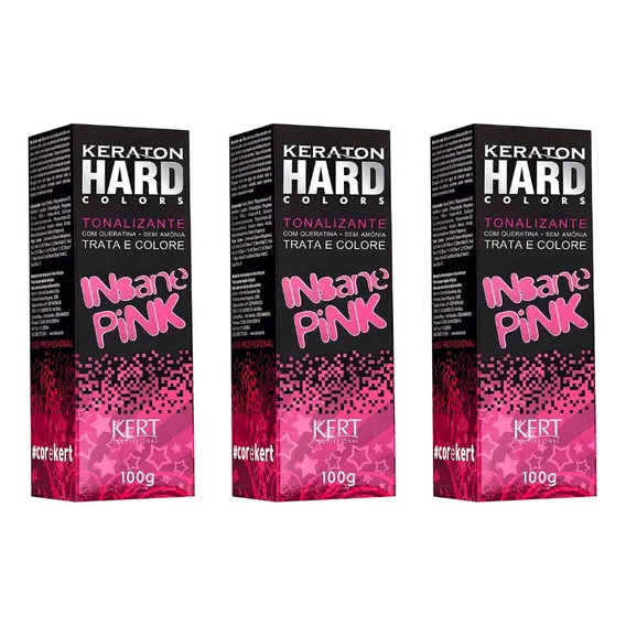 Coloraçao Keraton Hard Colors Insane Pink-kit C/3un Tom Sem tom Foto 1