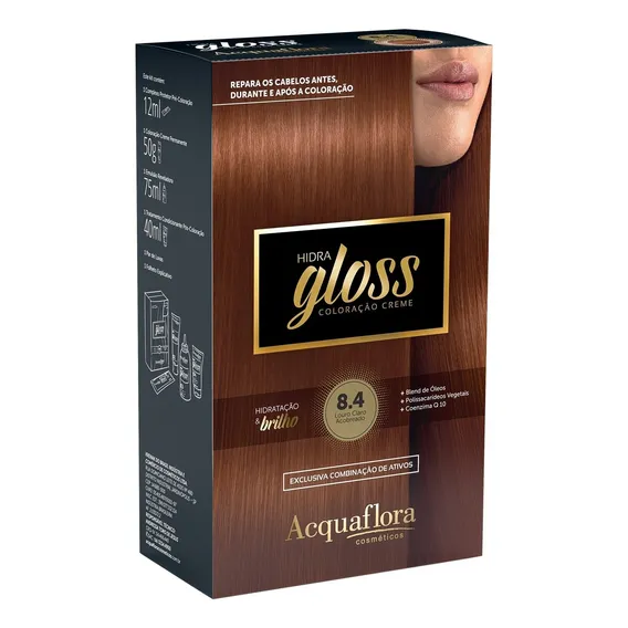 Coloração Acquaflora Hidra Gloss 8.4 Louro Claro Acobreado Foto 1