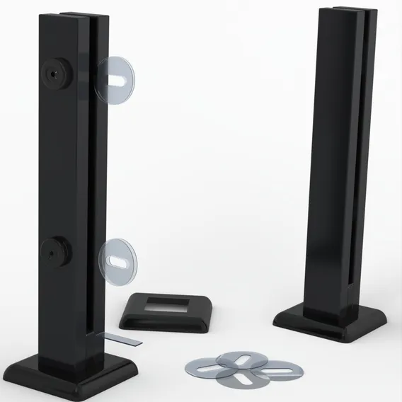 Coluna Torre Inox 40 Cm Preto Fosco Guarda Corpo Com 2 Furos Foto 1