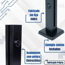 Coluna Torre Inox 40 Cm Preto Fosco Guarda Corpo Com 2 Furos Foto mini 3