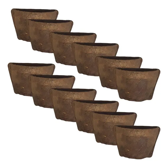 Combo 12 Meio Vaso De Parede Fibra De Coco NÂș12 P/ OrquĂdeas Cor Natural OrgĂąnico Foto 1