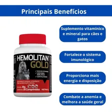 Combo 2un Hemolitan Gold 30 Comprimidos - Cães Gatos Vetnil Foto mini 4