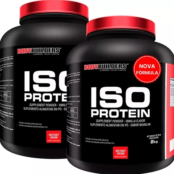 Combo 2x Whey Protein Isolado 2kg Bodybuilders Total 4kg Sabor Baunillha Foto 1