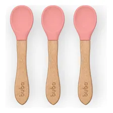Combo 3 Colher Buba Silicone Higiênica E Prática Alimentação Cor Rosa Foto mini 1