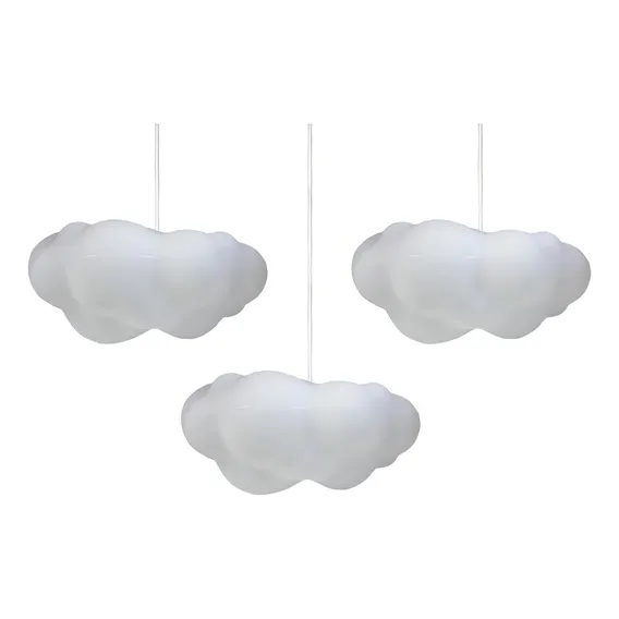 Combo 3 Luminárias Pendente Nuvem Fluffy Quarto Bebê Sem Lâmpada Foto 1