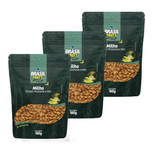 Combo 3 Milho Torrado Sabor Mostarda E Mel 160g Brasil Frutt Foto 1