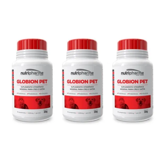 Combo 3 Unidades Globion Pet 1000mg 30 Compr - Nutripharme Foto 1