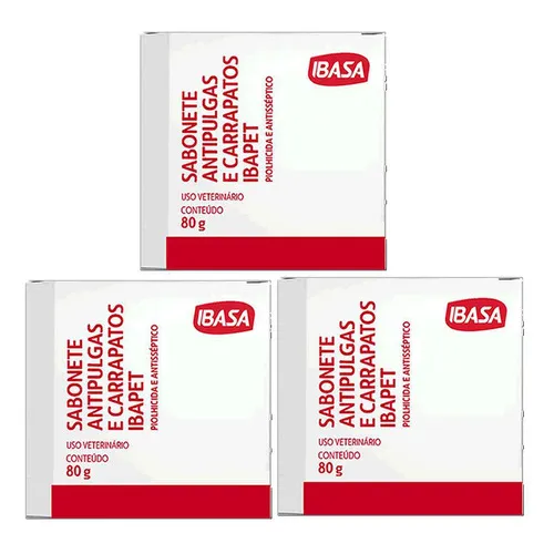 Combo 3un Sabonete Ibapet Antipulgas E Carrapatos 80g Ibasa Foto 1