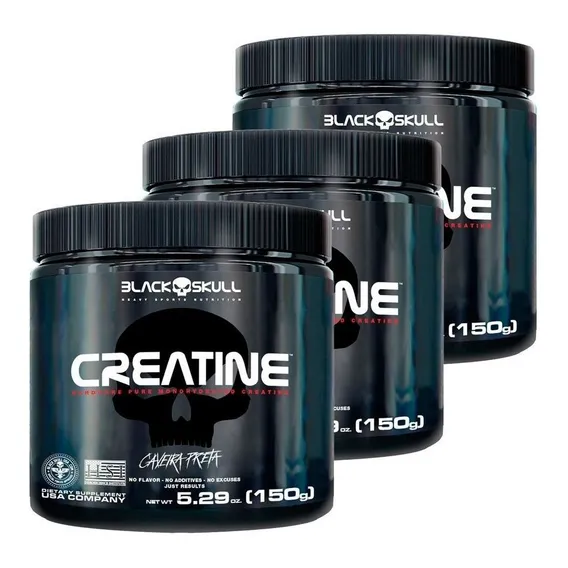 Combo 3x Creatina 150g - Black Skull Caveira Preta Foto 1