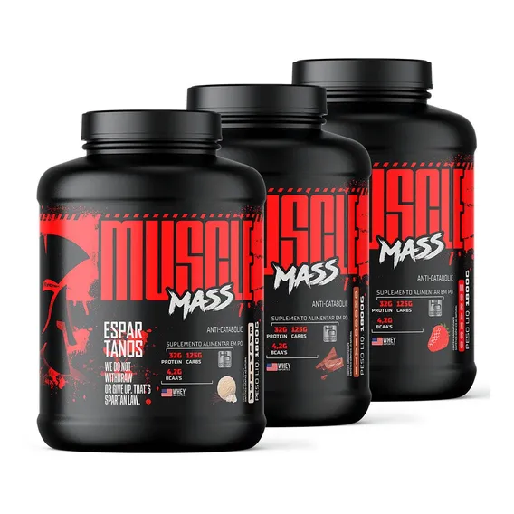 Combo 3x Muscle Mass Hipercalórico - Espartanos Sabor Mesclado Foto 1