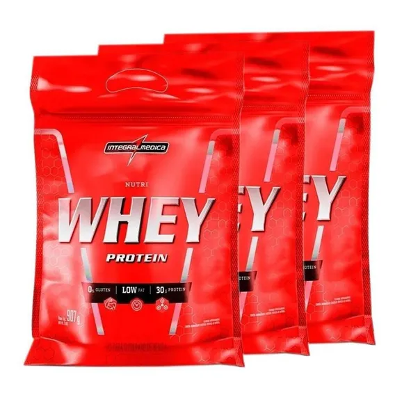 Combo 3x Nutri Whey Isolado Concentrado 907 - Integralmédica Sabor Chocolate Foto 1