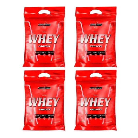 Combo 4x Nutri Whey 907 Morango - Integralmedica Foto 1
