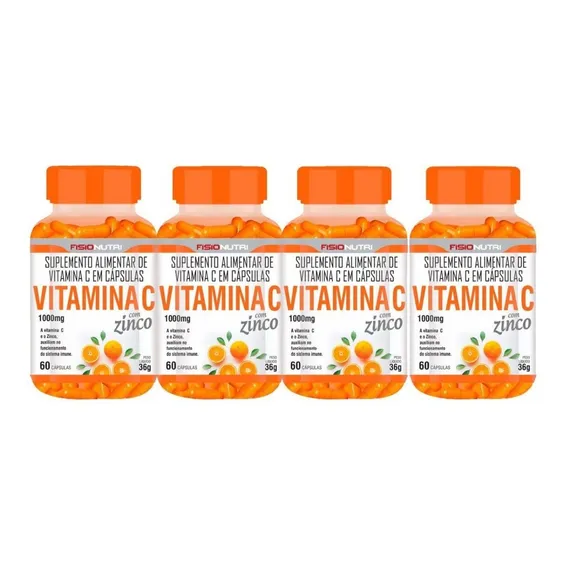 Combo 4x Vitamina C 1000mg + Zinco Pote Com 60 Capsulas Foto 1