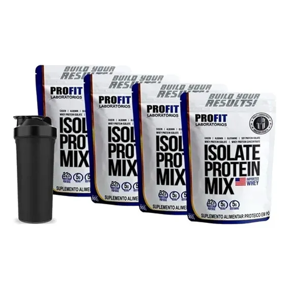 Combo 4x Whey Isolate Protein Isolado Mix 900g + Coq Sabor Baunilha Foto 1