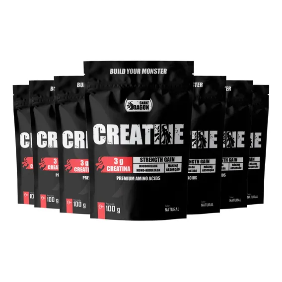 Combo 7x Creatina 100g Monohidratada - Força E ResistĂȘncia Sabor Natural Foto 1