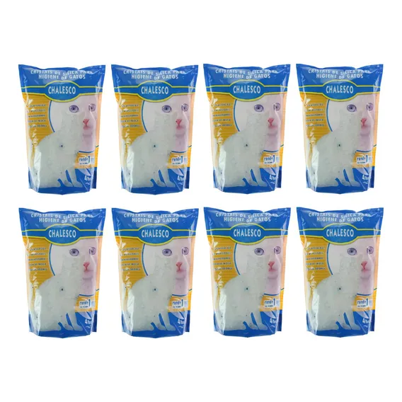 Combo 8un Areia Higiênica SÃlica Chalesco Grossa 1,8kg Foto 1
