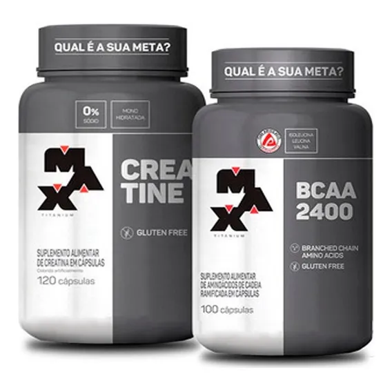 Combo Bcaa - 100 Cápsulas + Creatina 120 Cps - Max Titanium Sabor Sem Sabor Foto 1