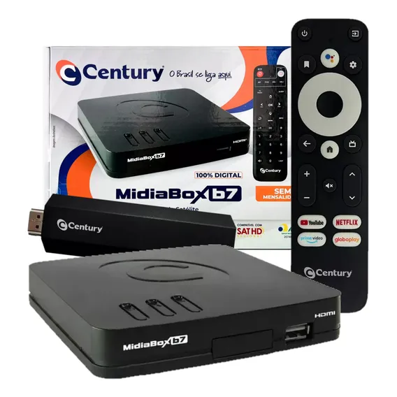 Combo Century Receptor Midiabox Android Hdtv Sat Smart Tv Stick 5g Foto 1