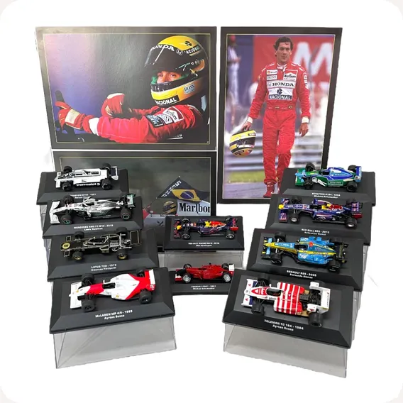 Combo Com 10 Miniaturas De Carros Das Lendas Da F1 + Foto 1