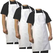 Combo Com 3 Avental Branco Impermeável Pvc de Cozinha, Açougue, Peixaria, Churrasco Foto  mini 1