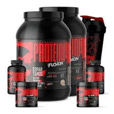 Combo Duplo Whey Fusion + 2x Bcaa + 2x Creatina + Shaker Sabor Baunilha e chocolate Foto mini 1