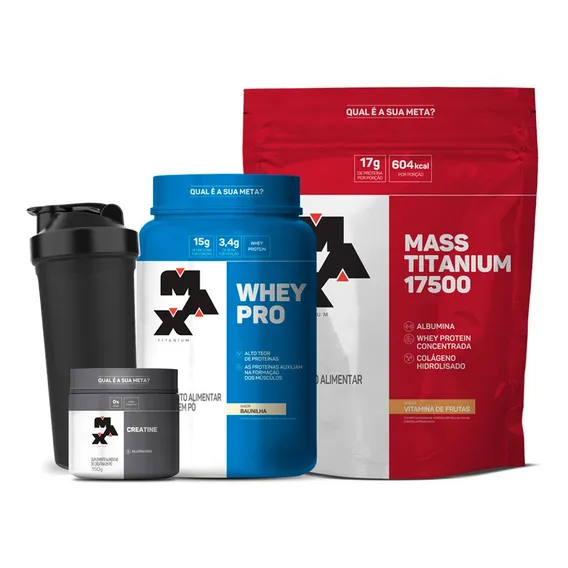 Combo Hipercal贸rico 3kg + Creatina + Whey Protein + Sabor Morango Foto 1