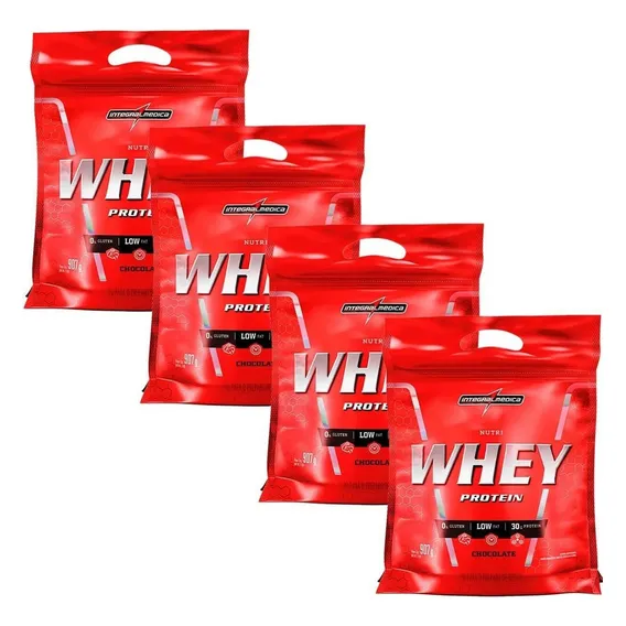 Combo Kit 4x Nutri Whey protein Chocolate 907g Integralmédica Foto 1