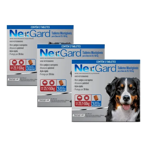 Combo Kit 9 Nexgard Antipulga Carrapato P/ Cães 25,1 A 50kg Foto 1