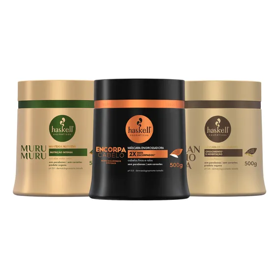 Combo Máscaras Haskell Encorpa + Murumurú + Mandioca 500g Foto 1