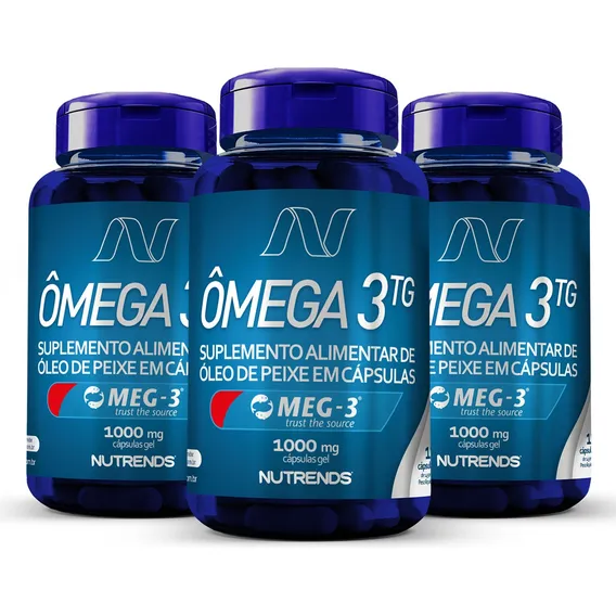 Combo Ômega 3 Óleo De Peixe 1000mg Nutrends 360 Cápsulas Sabor Sem Sabor Foto 1