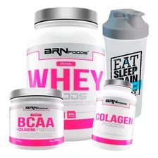 Combo Mulher Whey Protein + Bcaa + Colágeno + Coqueteleira Sabor Morango Foto  mini 1
