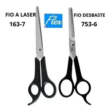 Combo Tesoura Cabelo Fio Laser/desbaste Mundial Flex Foto mini 1