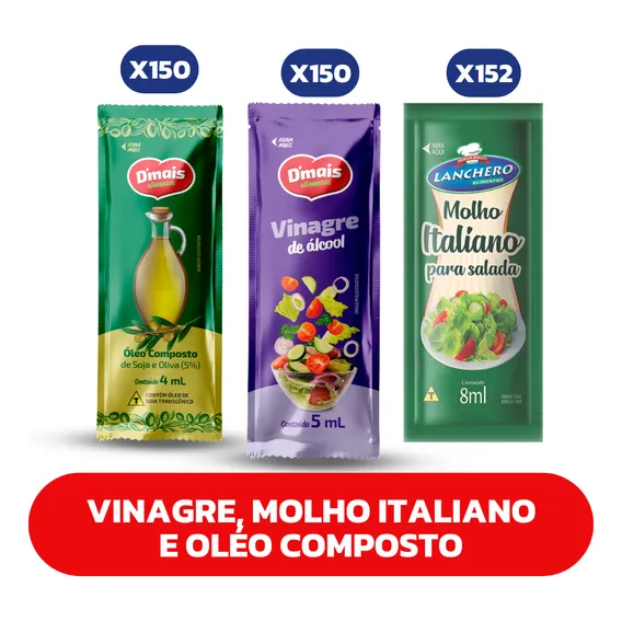 Combo Vinagre, Molho Italiano E Óleo Composto Dmais Foto 1