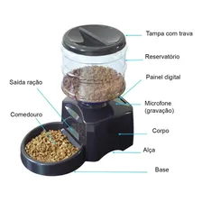 Comedouro Alimentador Automatico Eletronico Temporizado 5kg Com Gravador De Voz Para Caes Gatos Pet E Outros Animais Foto mini 3
