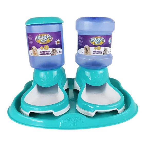 Comedouro Duplo Cachorros Gatos Bebedouro Automático Truqys Foto 1