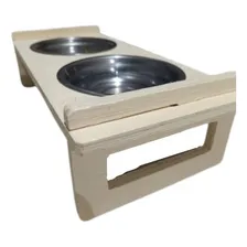 Comedouro P/ Gato Cachorro Pet Elevado Duplo 2 Potes Inox Cor Bege Foto mini 1