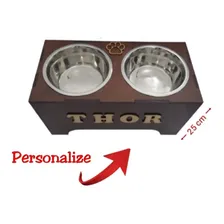 Comedouro P/ Pets Personalizado Elevado Vasilha P/ Cachorros Cor Marrom Foto mini  2